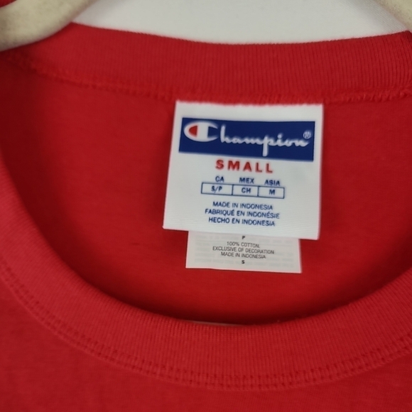 NEW Champion Red T-Shirt Tee Sz S Men's Script Logo Jersey Tee Short Sleeve. NWT - Picture 5 of 6